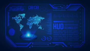 proyector holográfico de mapa del mundo moderno sobre fondo de tecnología vector