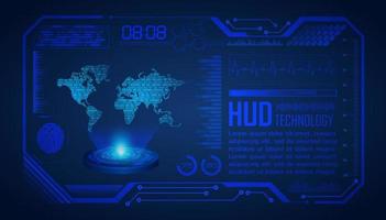 proyector holográfico de mapa del mundo moderno sobre fondo de tecnología vector