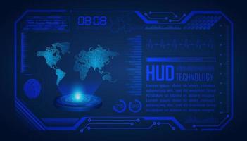 proyector holográfico de mapa del mundo moderno sobre fondo de tecnología vector