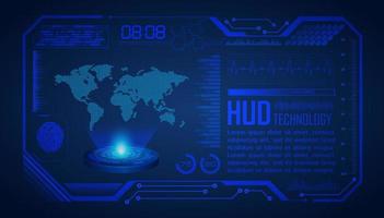 proyector holográfico de mapa del mundo moderno sobre fondo de tecnología vector