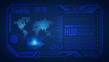 proyector holográfico de mapa del mundo moderno sobre fondo de tecnología vector