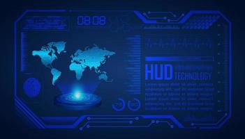 proyector holográfico de mapa del mundo moderno sobre fondo de tecnología vector