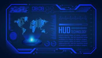 proyector holográfico de mapa del mundo moderno sobre fondo de tecnología vector