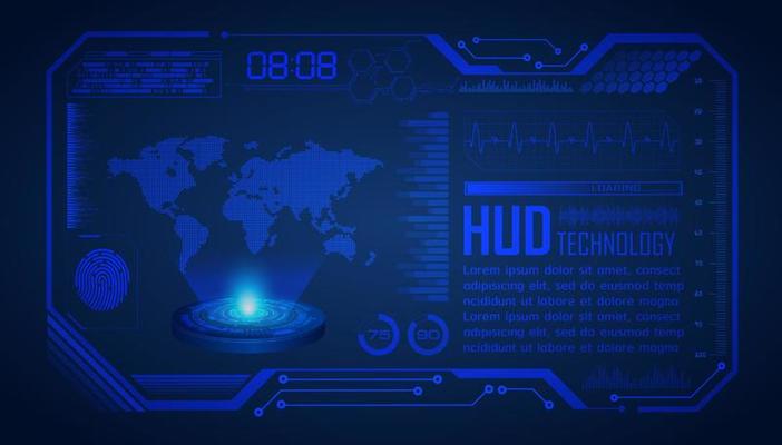 Modern World Map Holographic Projector on Technology Background