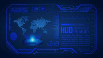 proyector holográfico de mapa del mundo moderno sobre fondo de tecnología vector