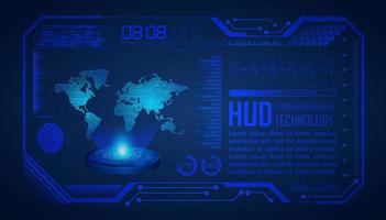 proyector holográfico de mapa del mundo moderno sobre fondo de tecnología vector