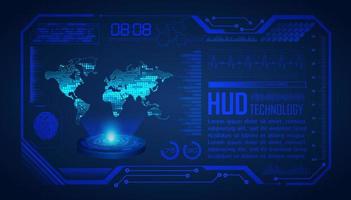 proyector holográfico de mapa del mundo moderno sobre fondo de tecnología vector