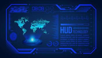 proyector holográfico de mapa del mundo moderno sobre fondo de tecnología vector