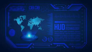 proyector holográfico de mapa del mundo moderno sobre fondo de tecnología vector