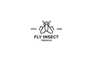 Fly insect outline logo design vector illustration