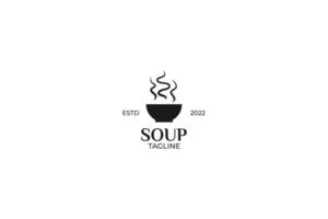 Flat hot food soup bowl logo design vector template illustration