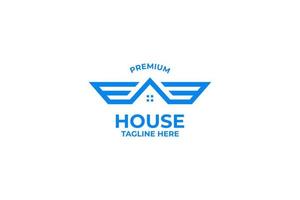 Flat minimalist house with wing icon logo vector illustration