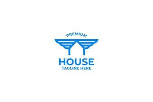 Flat minimalist house with wing icon logo vector illustration