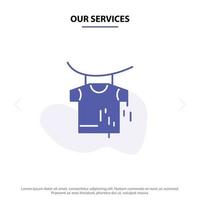 Our Services Clothes Drying Hanging Solid Glyph Icon Web card Template vector