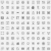 conjunto de 100 iconos de línea de negocios creativos vector