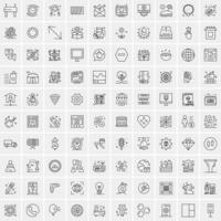 conjunto de 100 iconos de línea de negocios creativos vector