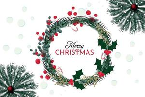 Merry Christmas floral background design vector