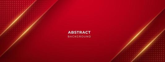 Abstract red luxury background with golden light lines vector