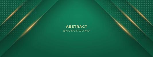 Abstract green luxury background with golden light lines vector