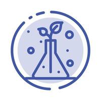 Science Flask Trees Blue Dotted Line Line Icon vector