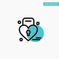 Lock Love Heart Wedding turquoise highlight circle point Vector icon