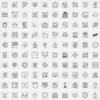 conjunto de 100 iconos de línea de negocios creativos vector