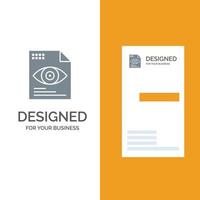 File Text Eye Computing Grey Logo Design and Business Card Template vector