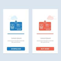 Pass Card Identity Id  Blue and Red Download and Buy Now web Widget Card Template vector