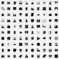 Set of 100 Universal Solid Icons vector