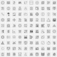 paquete de 100 iconos de líneas universales para móviles y web vector