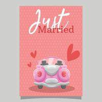 Just Married Banner with Elegant Car vector