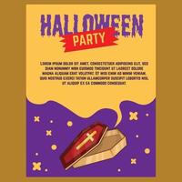 Halloween Party Vertical Poster with Coffin Illustration vector