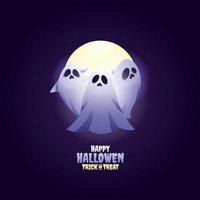 Happy hallowen banner vector, spooky hallowen background template with ghosts illustration for greeting cards or social media post vector