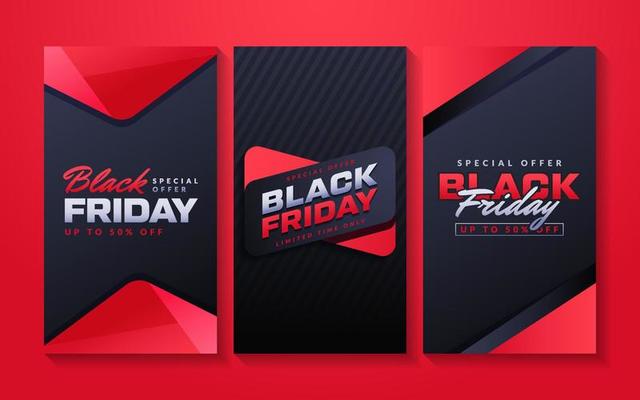 Black friday sale for social media post template. Background for stories and post, mobile app, banners, cards. Stories template.