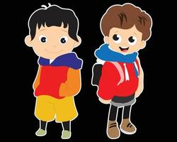 Cute cartoon boy and girl. Vector clip art illustration with simple gradients. Each on a separate layer.