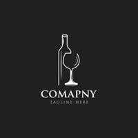 Copa de vino. fondo de diseño de logotipo de botella. icono vectorial para el menú del restaurante.