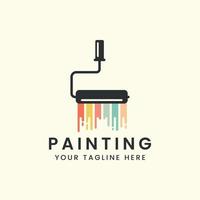 Paint brush vintage style logo vector icon template illustration design, house paint, painting services logo