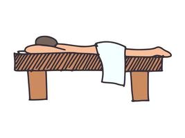 a simple drawing of a man lying on a massage table vector