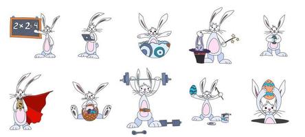simple drawing collection of hares characters new vector