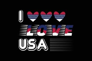 I LOVE USA T SHIRT DESIGN. TRENDY TEE USA. vector