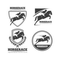 Set of equestrian horse race logo vector