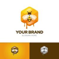 Honey bee creative logo design inspiration template vector with three color combination