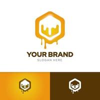 Honey hexagonal creative logo design inspiration template vector with three color combination