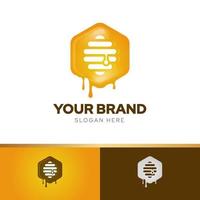 Honey beehive creative logo design inspiration template vector with three color combination