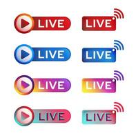 Live streaming badge social media design template vector ideal for broadcasting, online stream, tv shows, movies and live performances with color combination