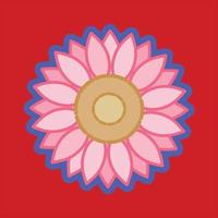 flor de mandala hecha sobre un fondo rojo con algunos colores rosados vector