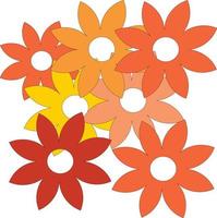 Many flower design made with different orange patterns on a white background vector