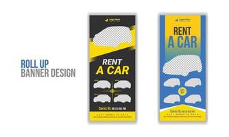 Creative and clean car rental, car wash, car booking, dealer, trip, truck, vans roll up banner template design vector