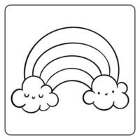rainbow and cloud coloring page vector