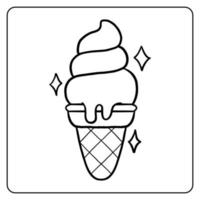 ice cream line art coloring page vector